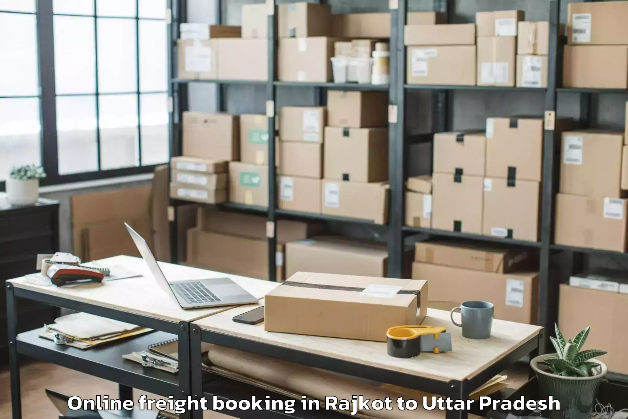 Top Rajkot to Babatpur Online Freight Booking Available